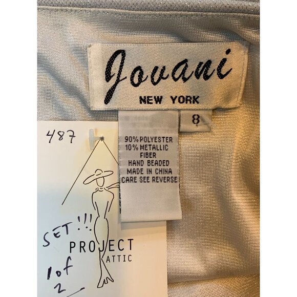 Jovani Beaded Formal Princess Dress Silver 2 Piece Gown Size 8 / Fits SMALL - Picture 7 of 9